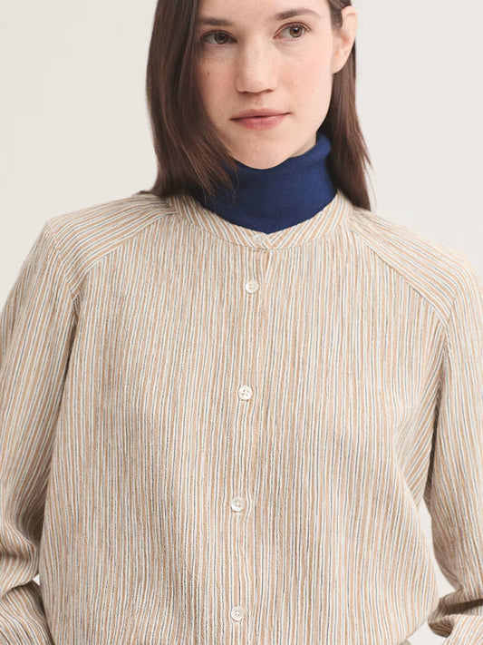 Nice things AW26 Textured striped blouse, Light yellow