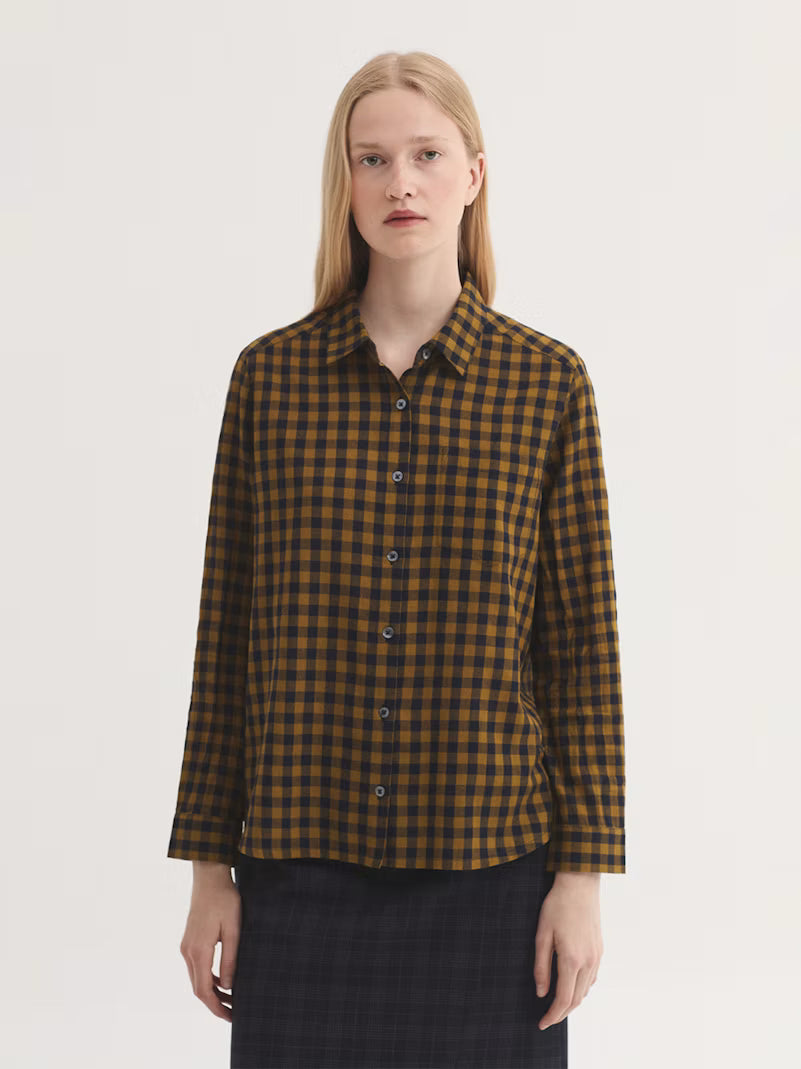 Nice things AW26 Vichi checks shirt, Olive green
