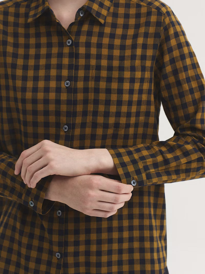 Nice things AW26 Vichi checks shirt, Olive green
