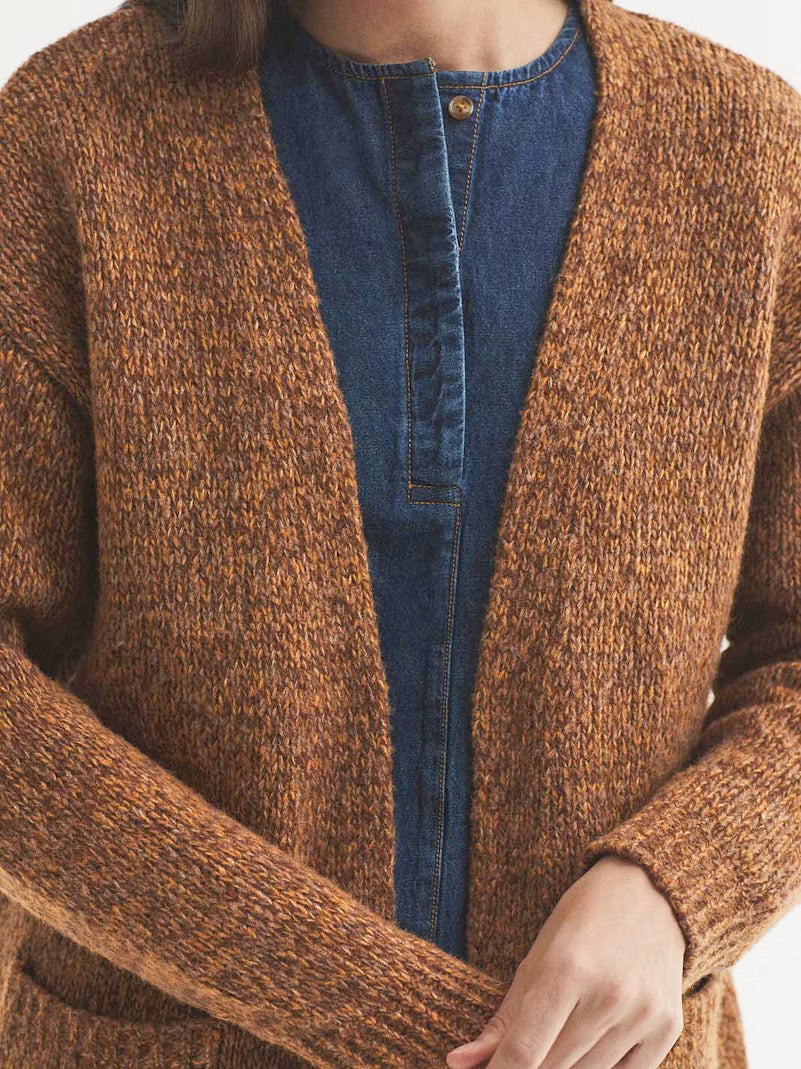 Nice things AW26 Open front heathered wool jacket, Ochre