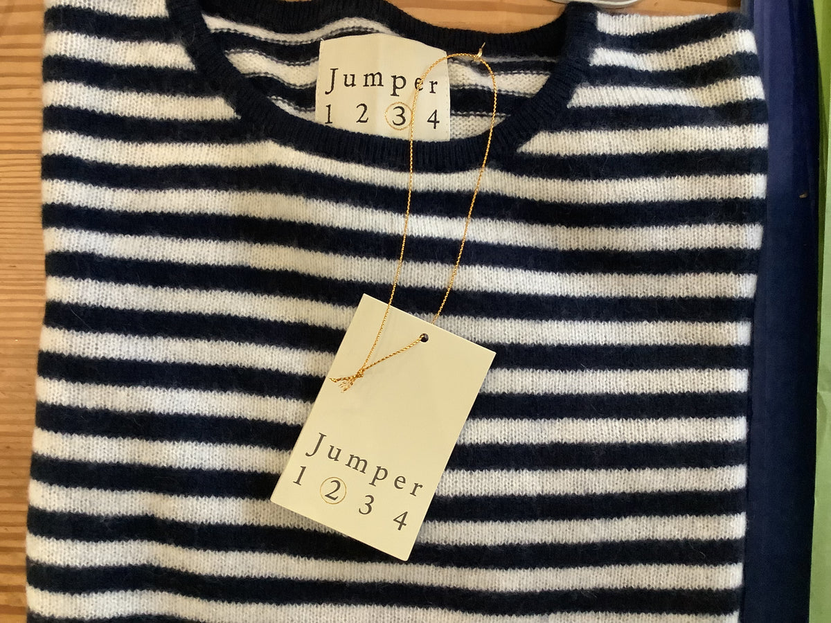 Jumper 1234 tipped little stripe crew - blue/ navy