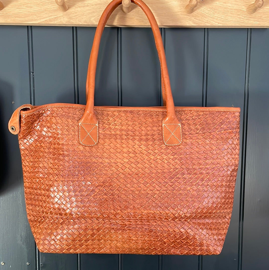 MAROC LEATHER Woven Tote Bag