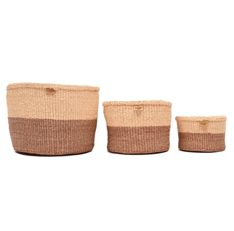 BASKET ROOM colour block woven basket: baked tile & sand