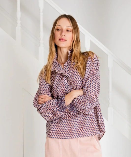 Bonte Aida Shirt Ecru Brown