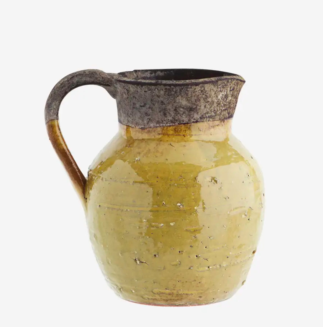 Madam Stoltz Terracotta Vase Yellow Brown