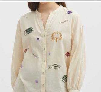 Nice Things Colored Embroidered Shirt