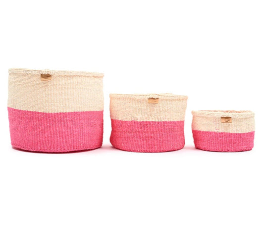 BASKET ROOM colour block woven basket: hot pink