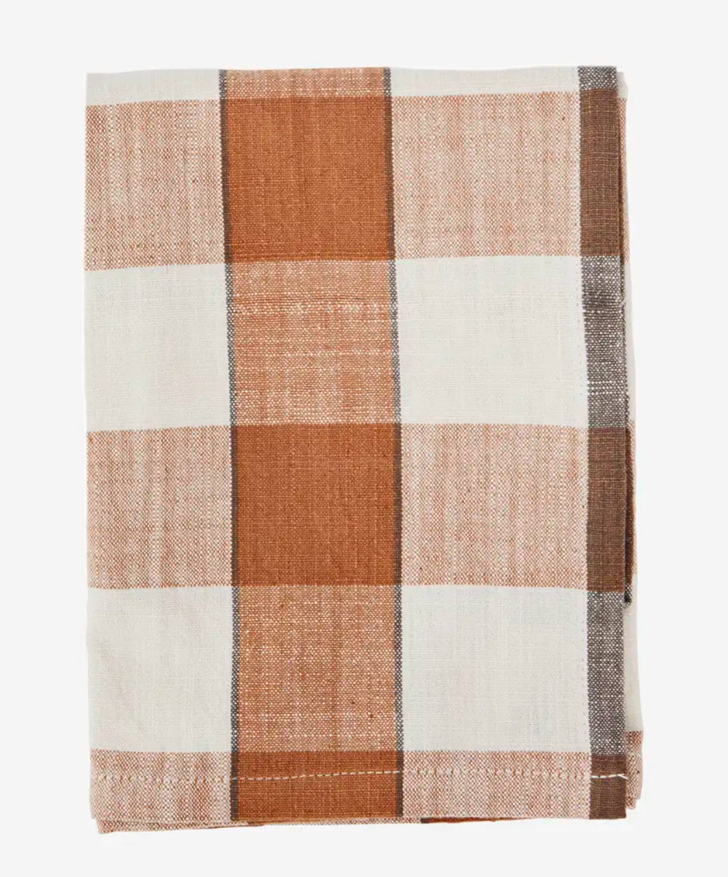 Madam Stoltz kitchen towel Checked Burnt Orange Off White