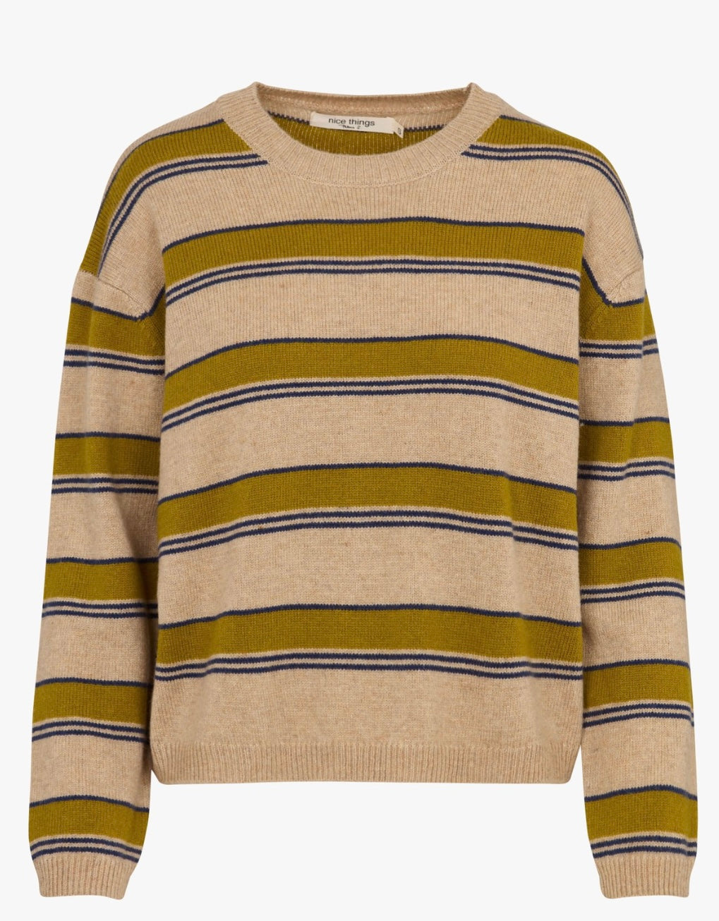 Nice things - Striped wool sweater, Light Beige