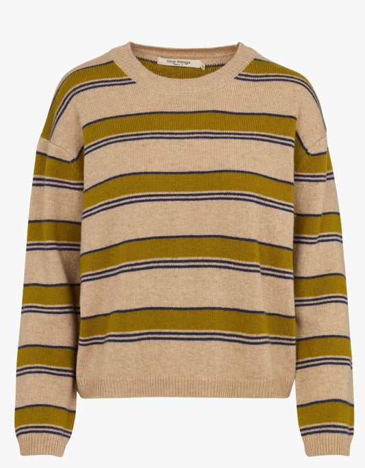 Nice things - Striped wool sweater, Light Beige