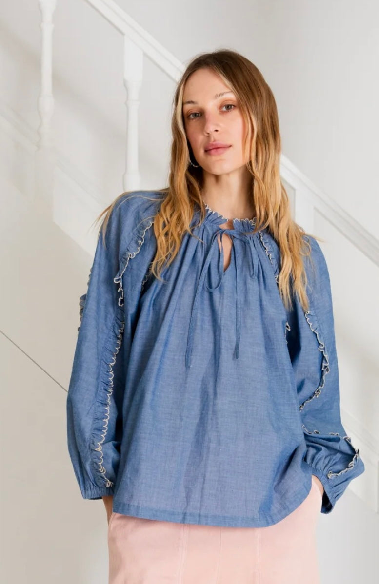 Bonte Fleur Top Chambray