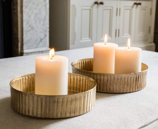 Brass reeded tray set by MWHome