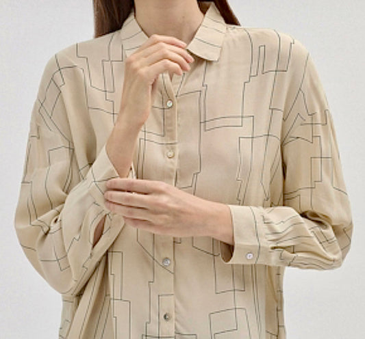 Nice Things AW24 Skyline Print shirt - Ecru