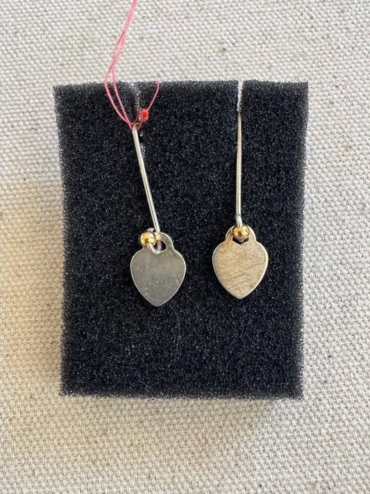 Hiromi,s Bjoux Earrings E023 heart drop silver and gold plated earrings