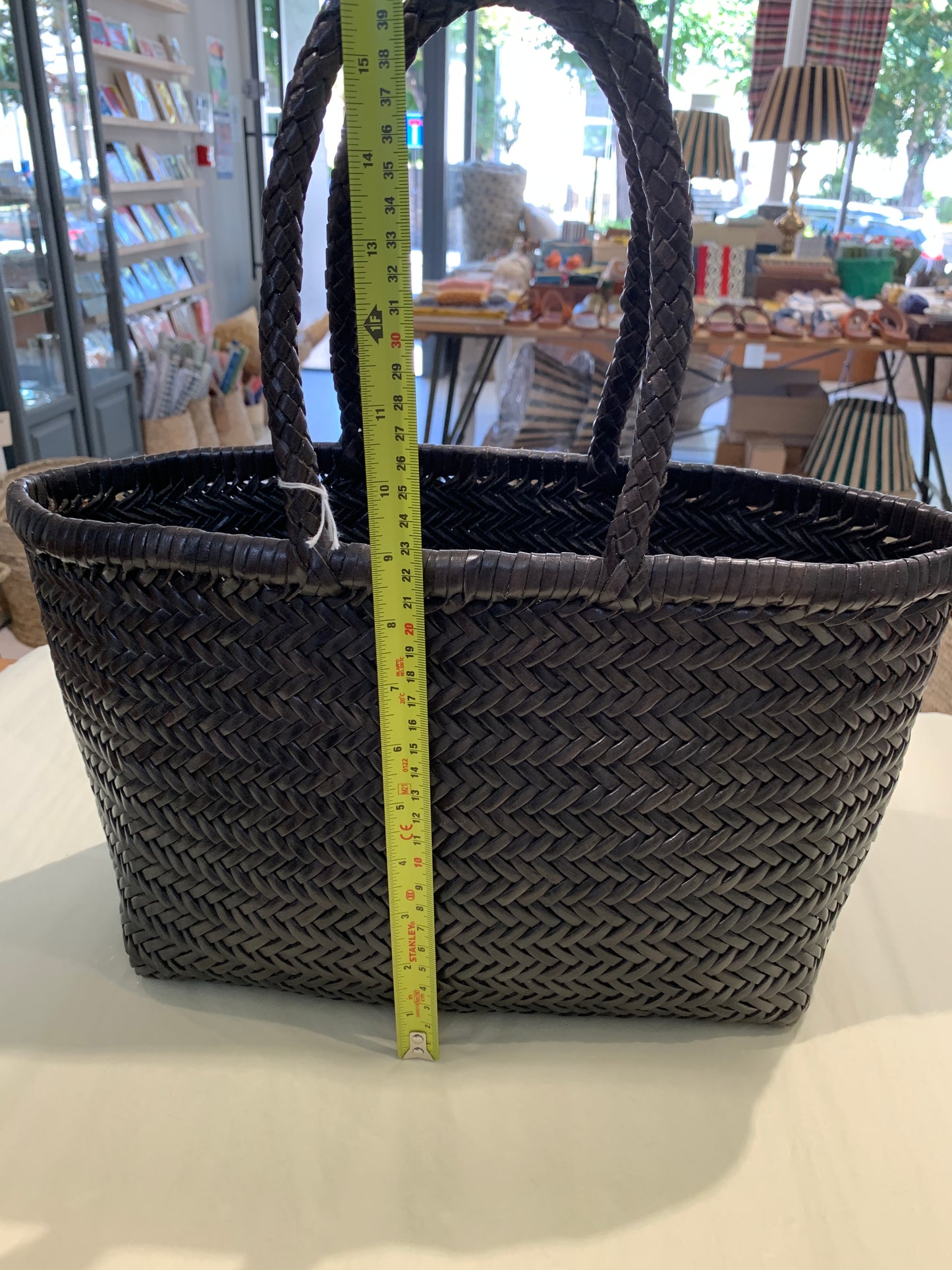 Woven Leather Bag - Dark Grey