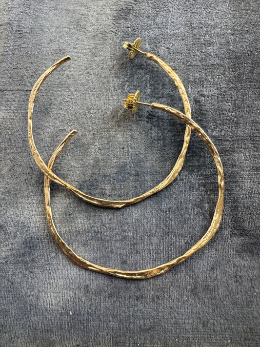 Van Peterson 18ct gold plated Hammered Hoops