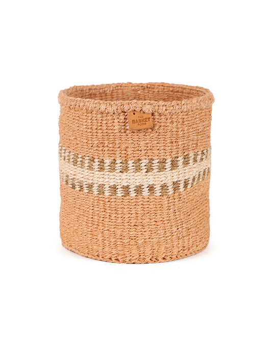 Basket Room Sukari Beige and White Stripe Woven Storage Basket Small