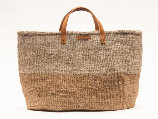 Basket Room Kaza Brown and Grey Two Tone Woven Shopper Large