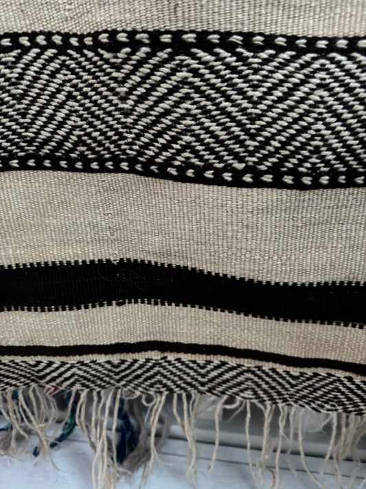 MAROC VINTAGE TEXTILE Brown Wide Stripe Kelim