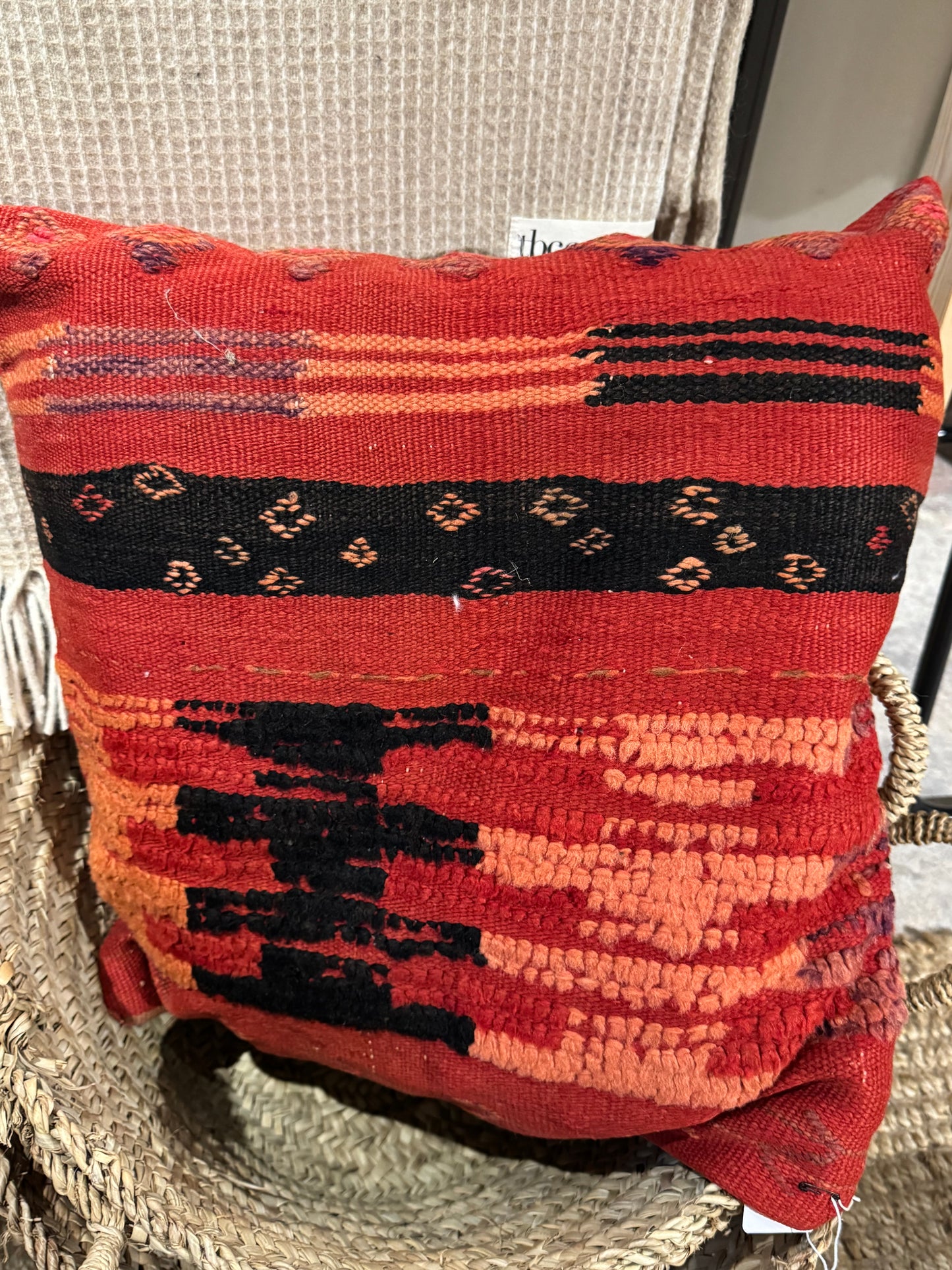 MAROC Vintage Textile Red Embroidered Cushion