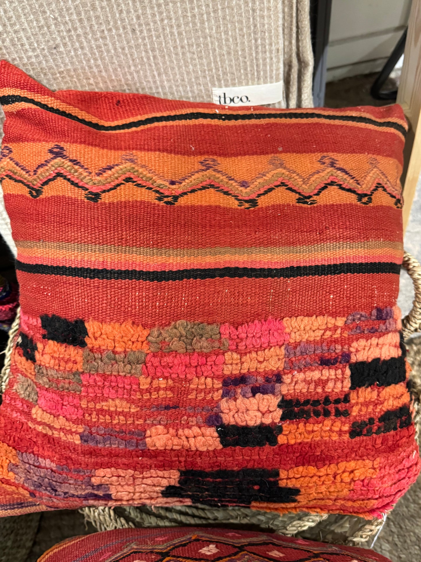 MAROC Vintage Textile Red Embroidered Cushion