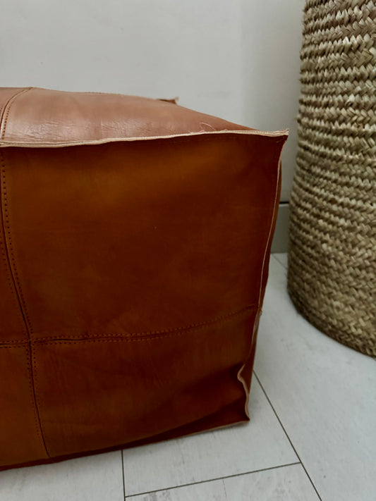MAROC LEATHER Small Cube Pouf