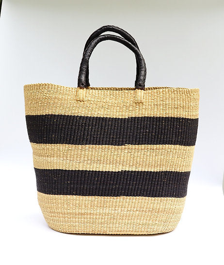 Bam’s Art Shop Natural/Black Stripe Laundry/Log Basket