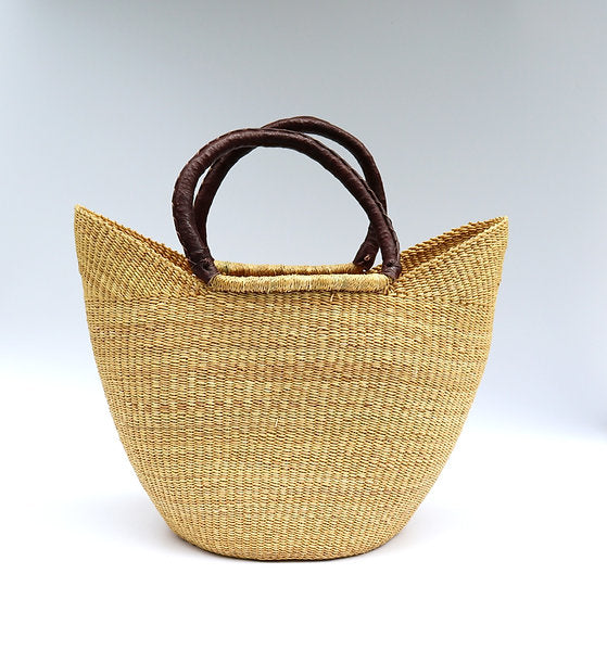 Bam’s Art Shop Natural Brown Open Weave Bolga Tote Bag