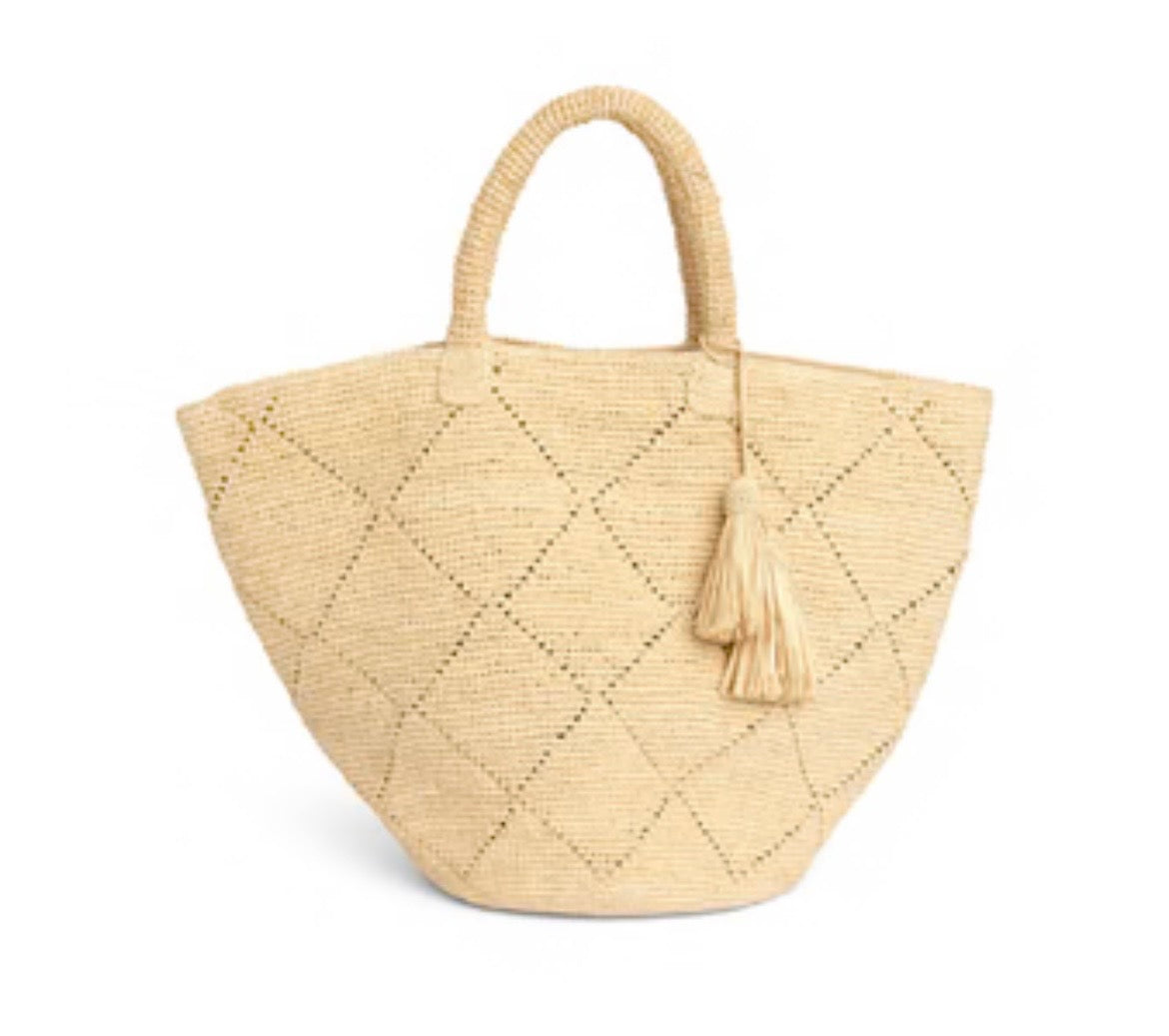 Somerville Raffia large beach basket with tassel