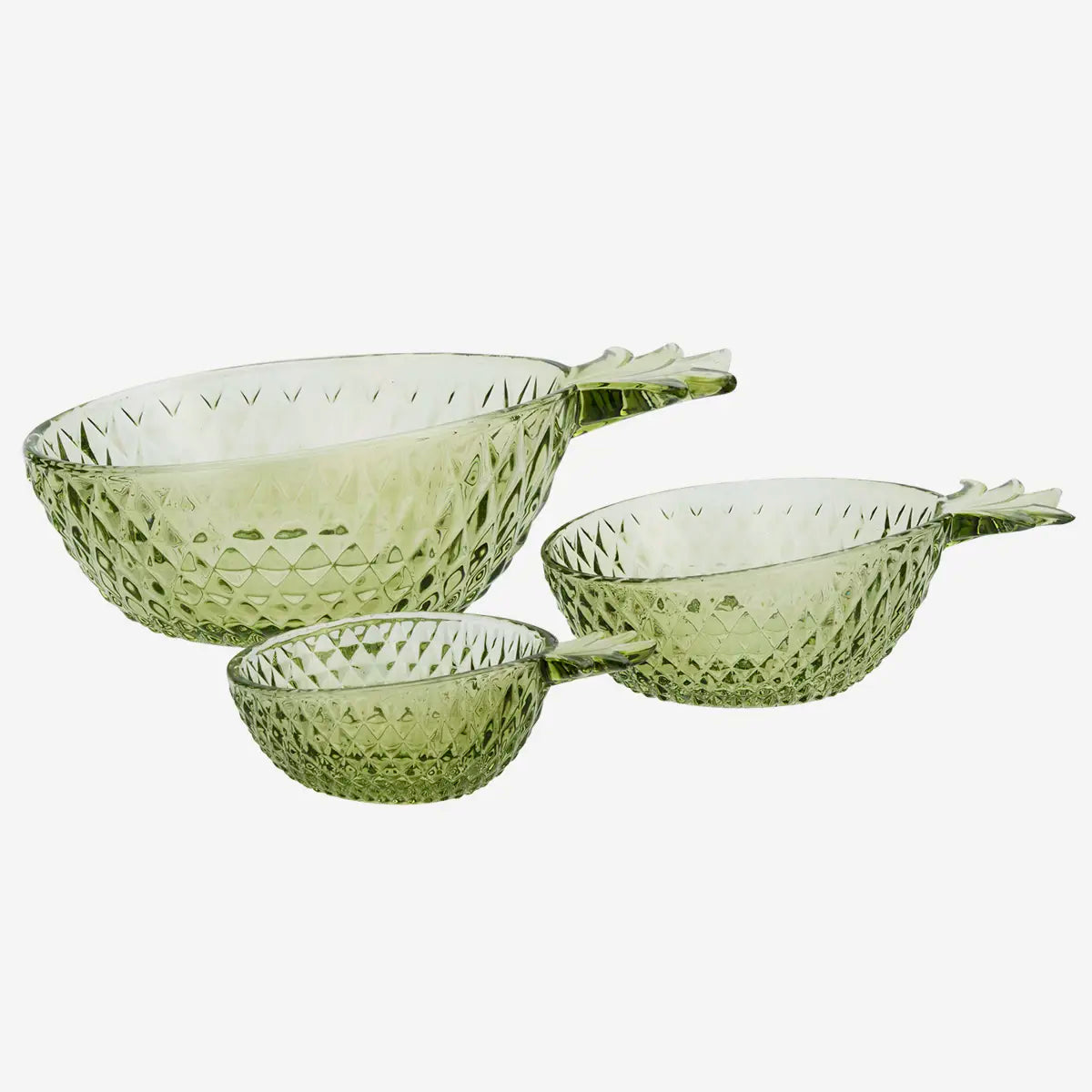 Madam Stoltz glass pineapple bowl set