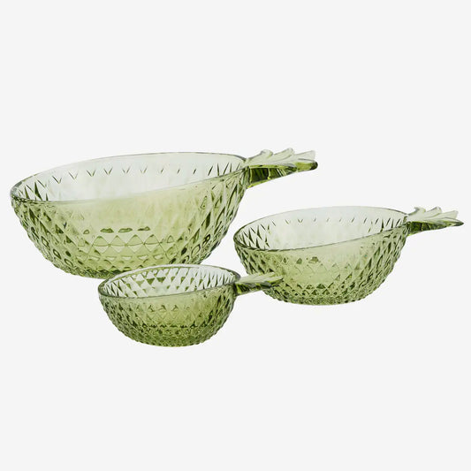 Madam Stoltz glass pineapple bowl set