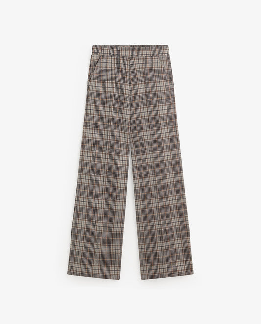 YERSE AW26 Wide-Leg Trousers Beige Checks 45422