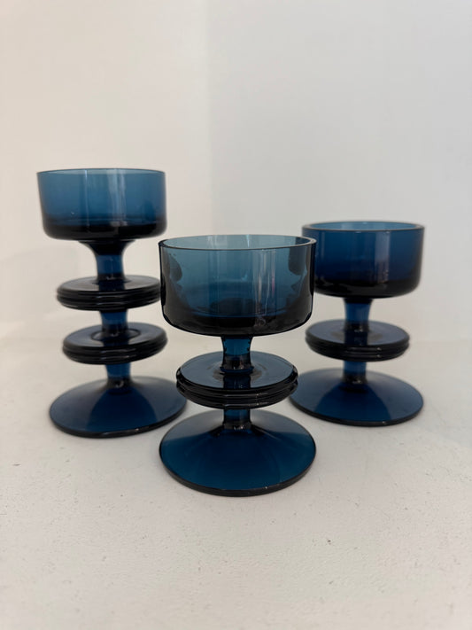 Vintage Blue Glass Wedgewood Candleholders