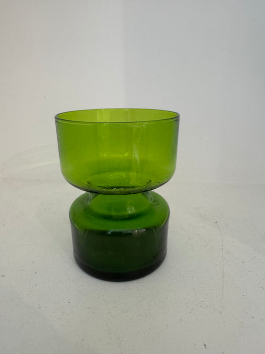Vintage green glass small vase