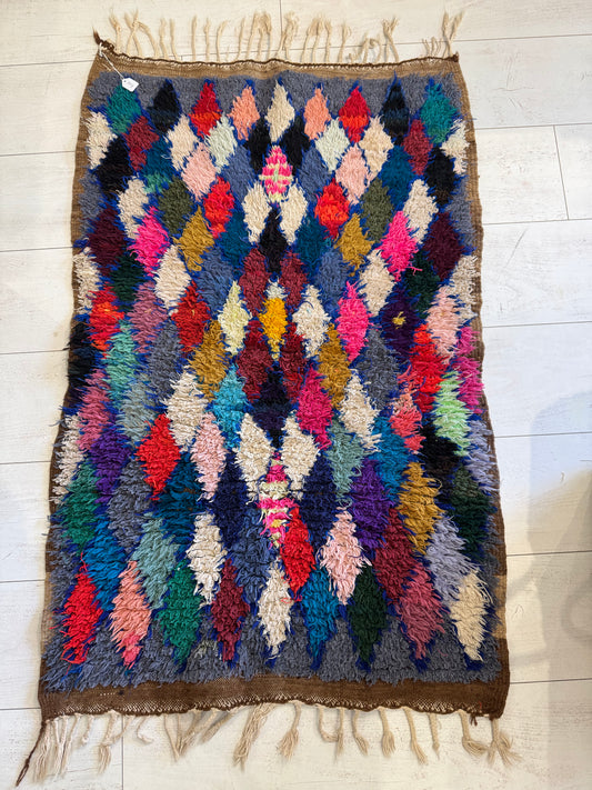 MAROC Vintage Rug - multi colour diamonds