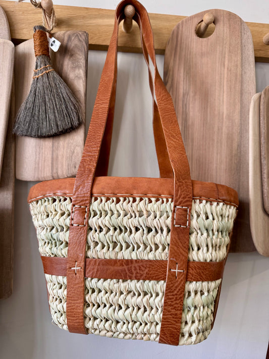MAROC Leather Cross small basket