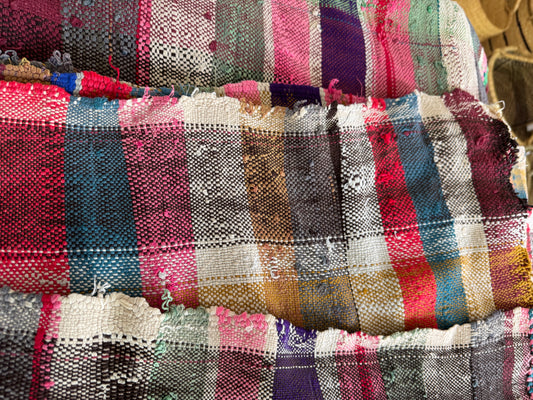 MAROC Vintage Berber Check Textile Pink green Ochre Purple