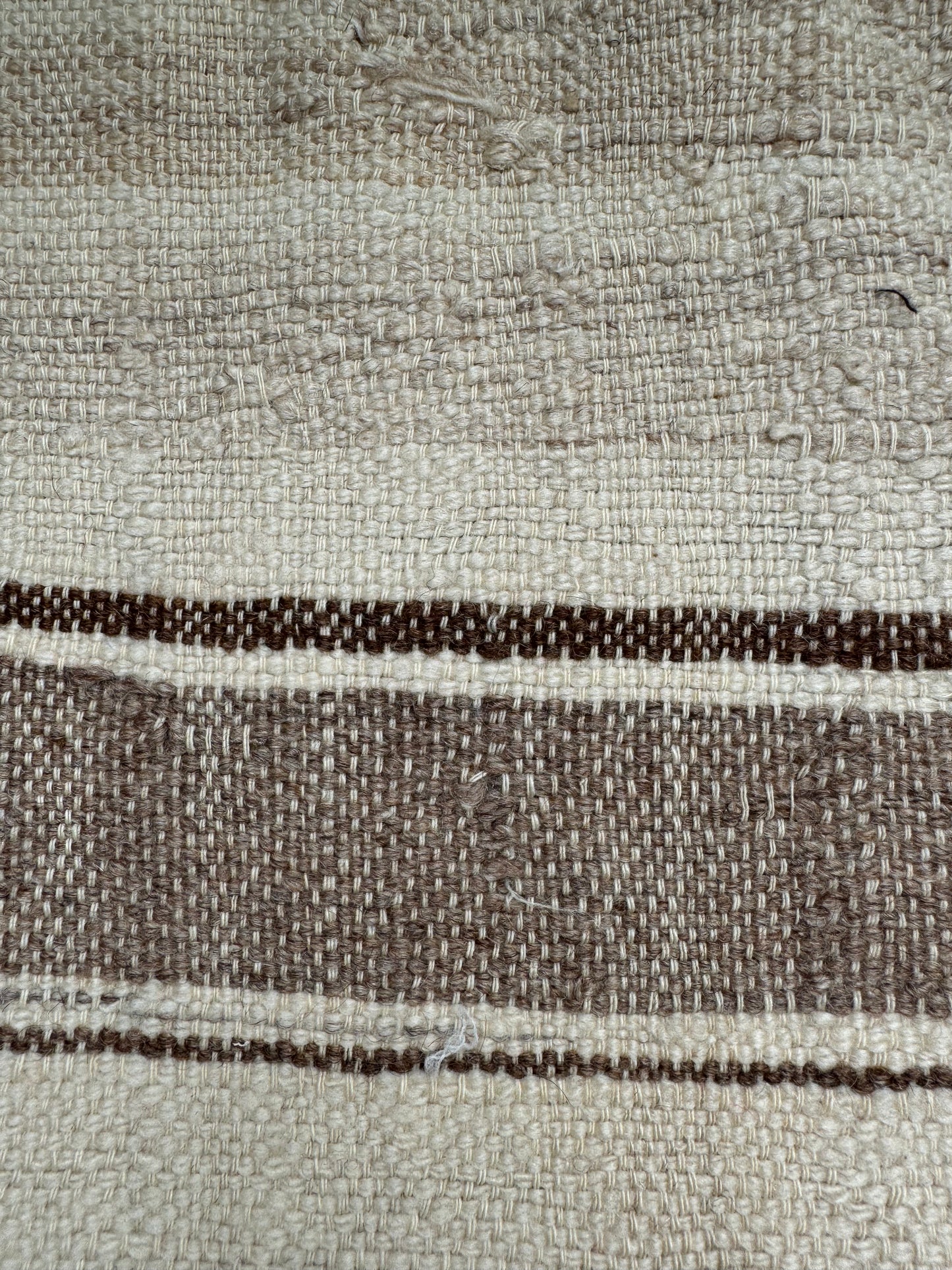 MAROC Vintage Berber Textile CREAM BROWN BRIGHT TASSELS