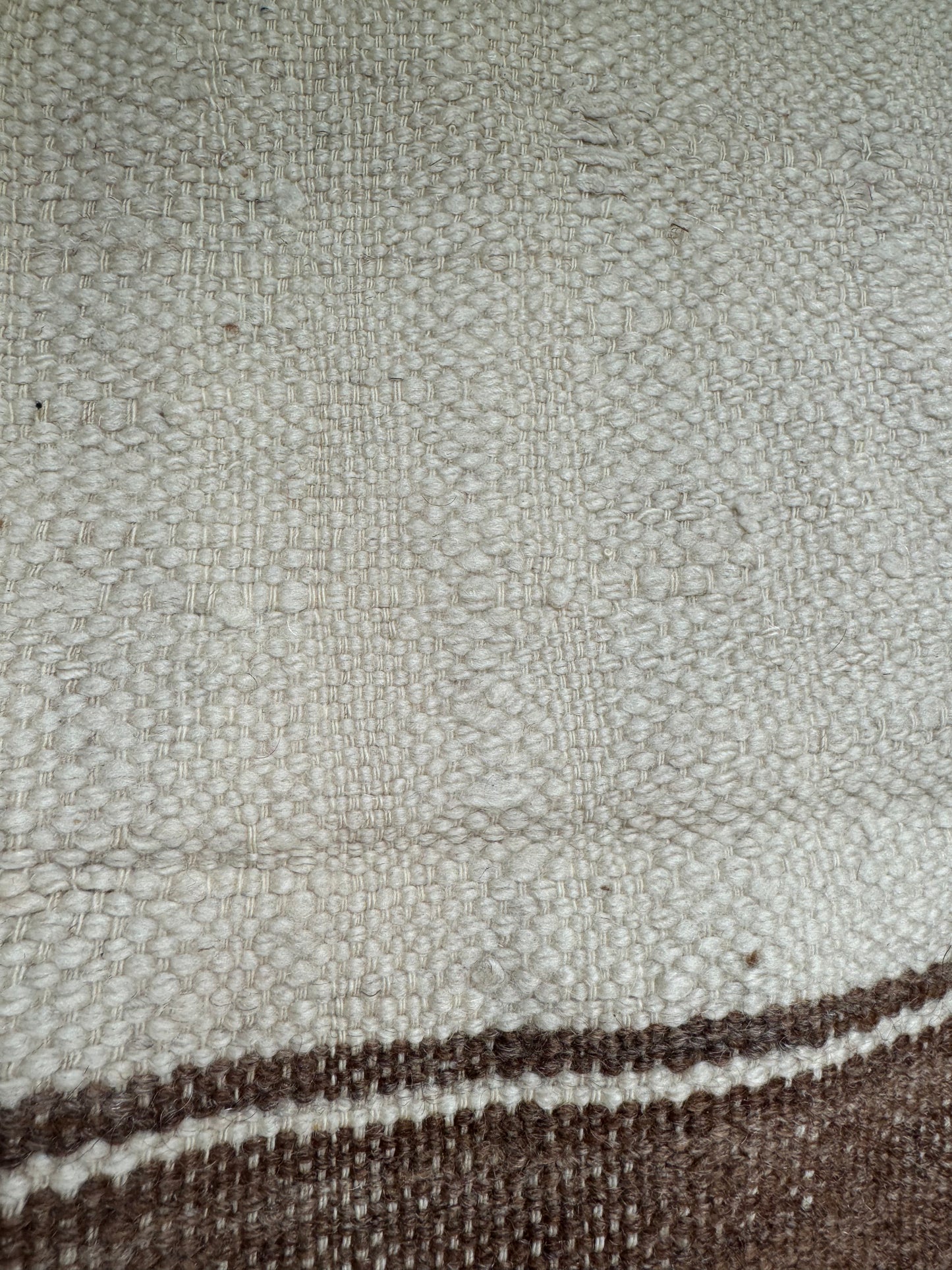 MAROC Vintage Berber Textile CREAM BROWN BRIGHT TASSELS