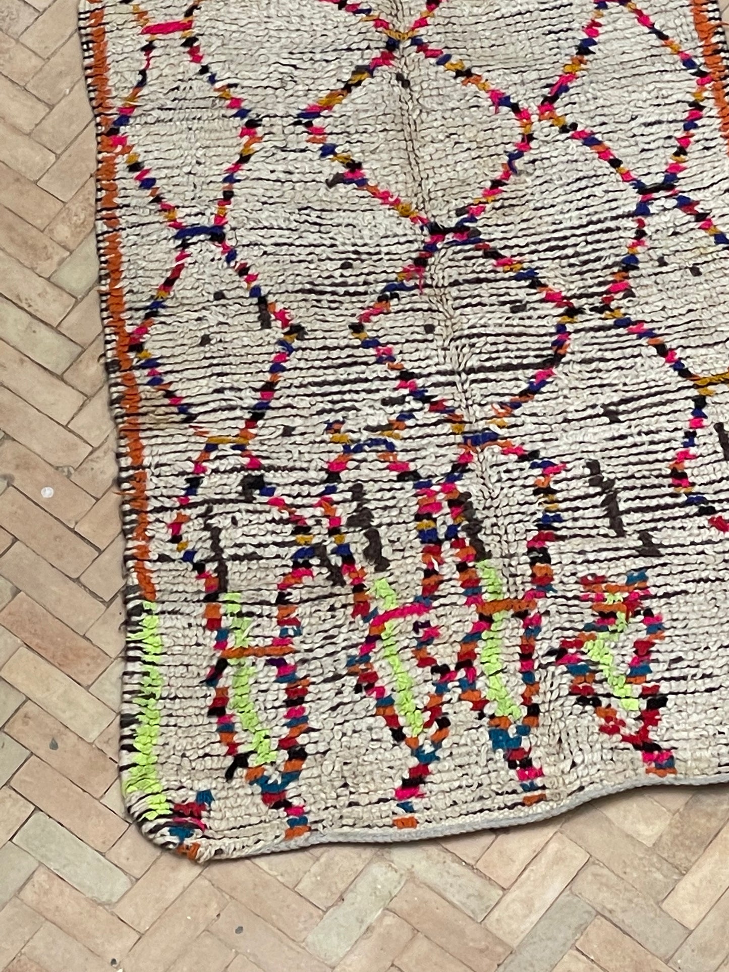 MAROC Vintage Rug Cream Azilal Multi Colour Long Runner