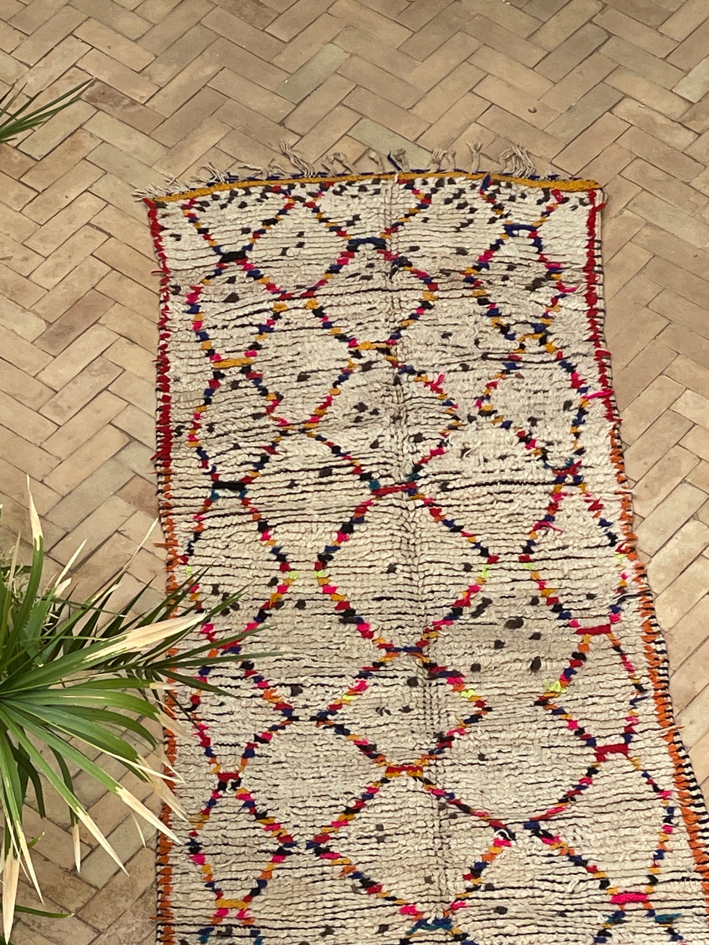 MAROC Vintage Rug Cream Azilal Multi Colour Long Runner