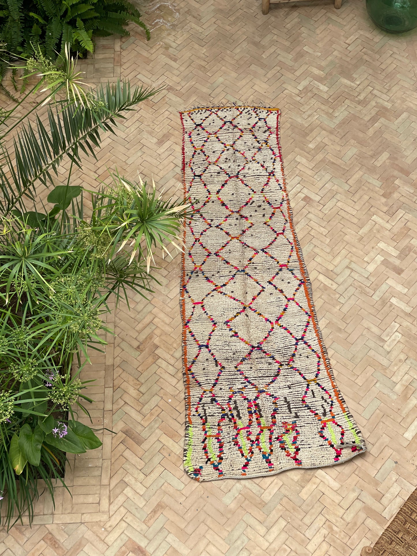 MAROC Vintage Rug Cream Azilal Multi Colour Long Runner