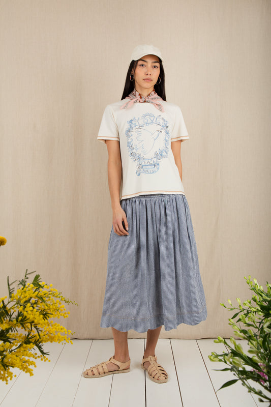 Bonte SS26 Polly Skirt Navy Gingham