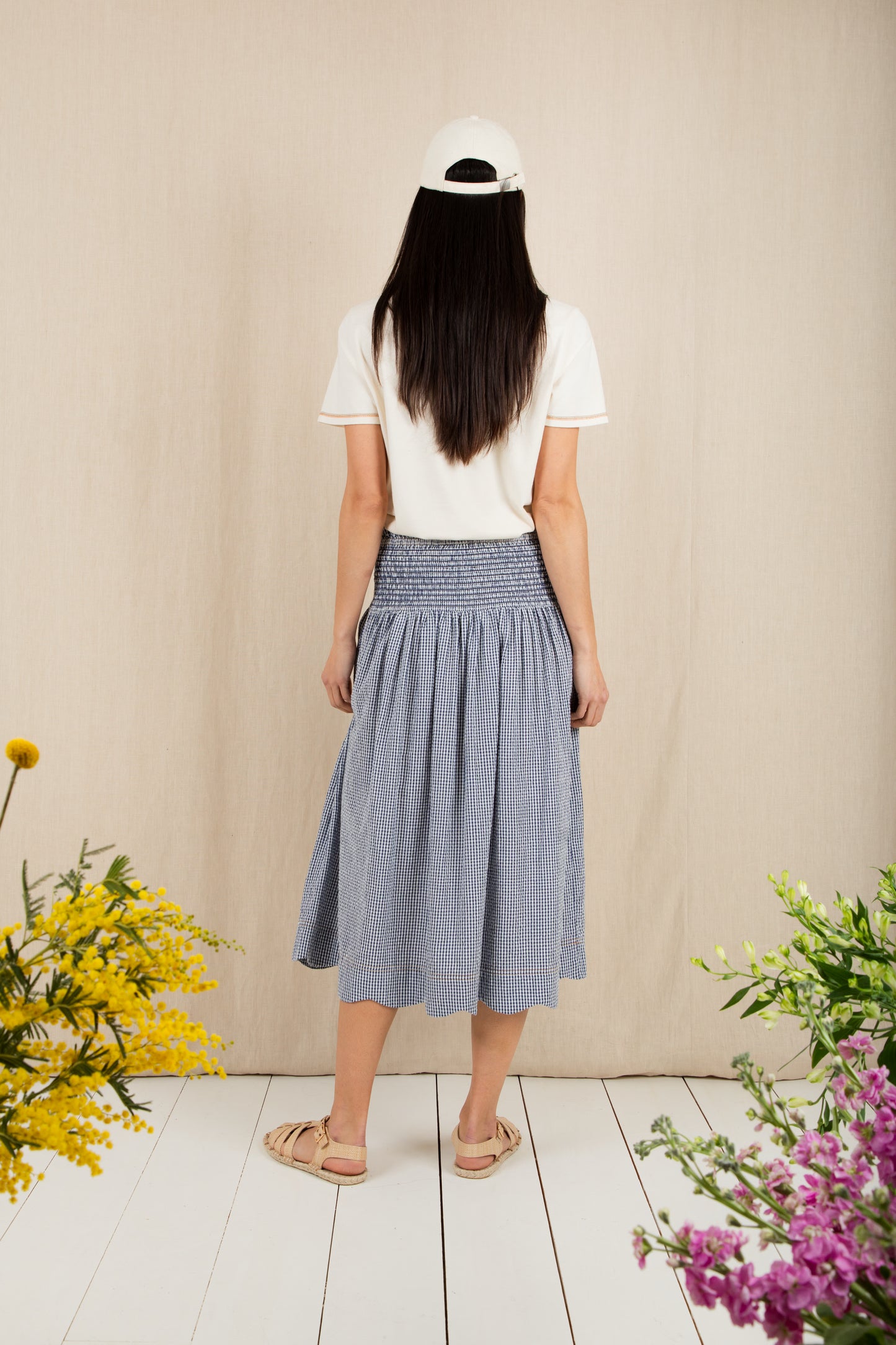 Bonte SS26 Polly Skirt Navy Gingham
