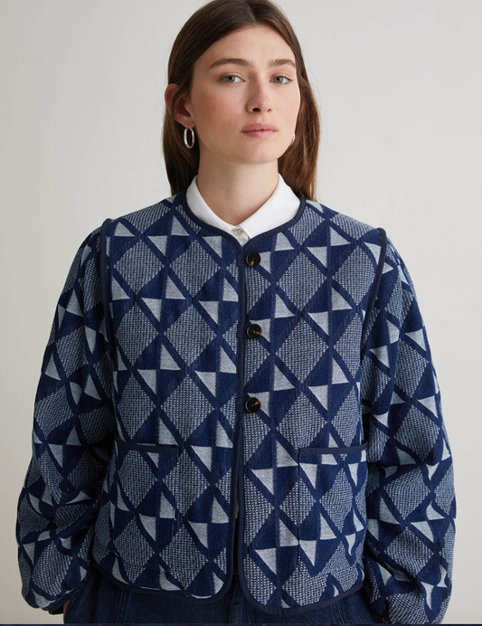 Yerse 43849 Romy Padded Indigo White Jacket AW25