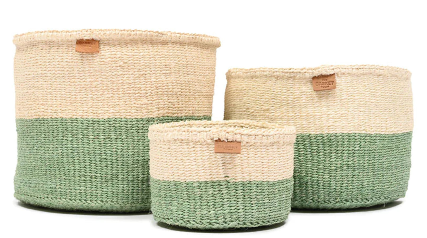 BASKET ROOM  - Wilaya Green Colour Block Sisal Basket