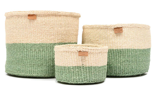 BASKET ROOM  - Wilaya Green Colour Block Sisal Basket