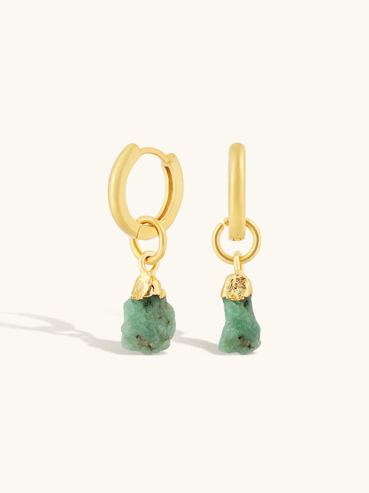 Formation Jewellery Raw Emerald Hoops