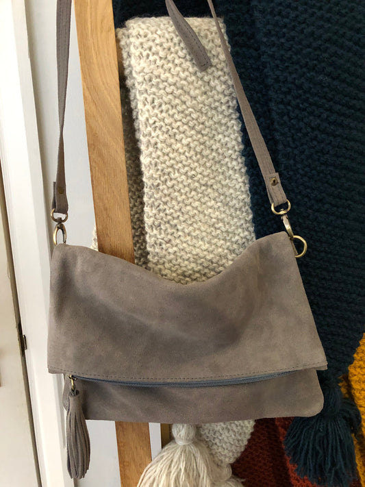MAROC Suede Cross Body Foldover Bag