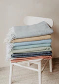Load image into Gallery viewer, Tartan Blanket Co Pistachio Herringbone Recycled Wool Blanket
